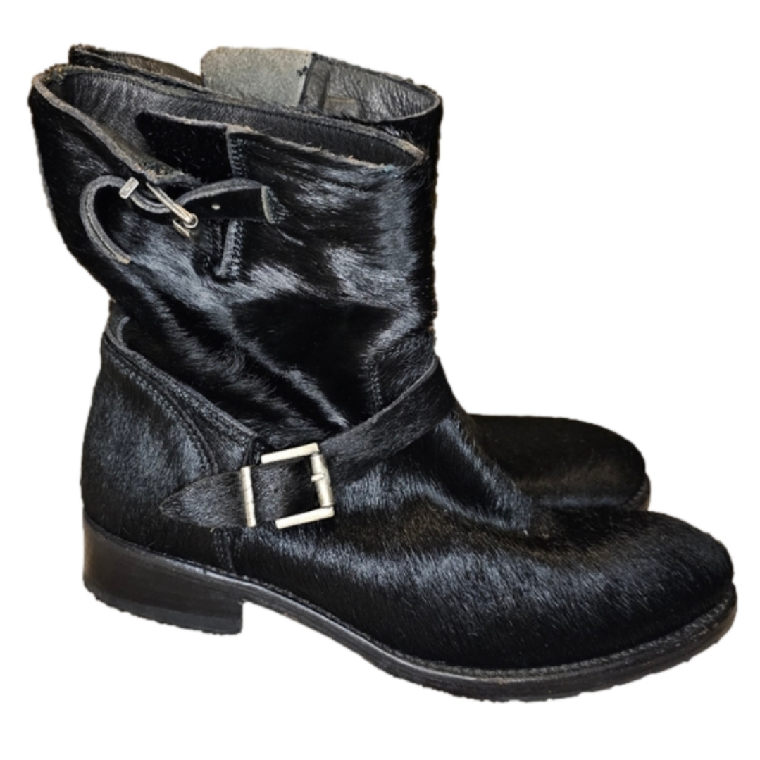 Penelope Chilvers Black Pony Style Calf Skin Boots Size 40